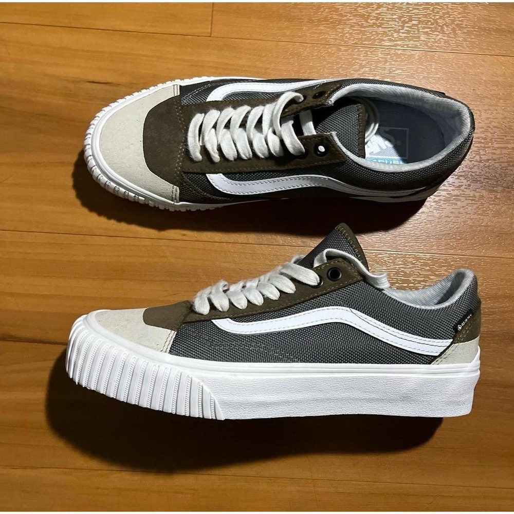 Unisex Vans Old Skool Gore-Tex Lace Up Olive Gray Beige Skateboarding Shoes